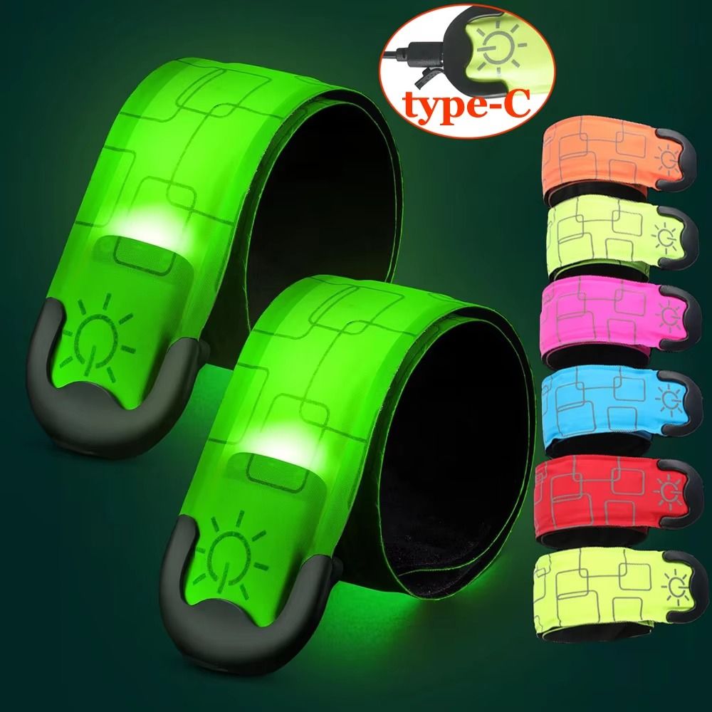 Running Gear Lights - สายรัดแขนสำหรับวิ่งกลางคืนแบบแบตเตอรี่ ชาร์จ USB ได้ สะท้อนแสงมองเห็นได้ชัด น้ำหนักเบา
