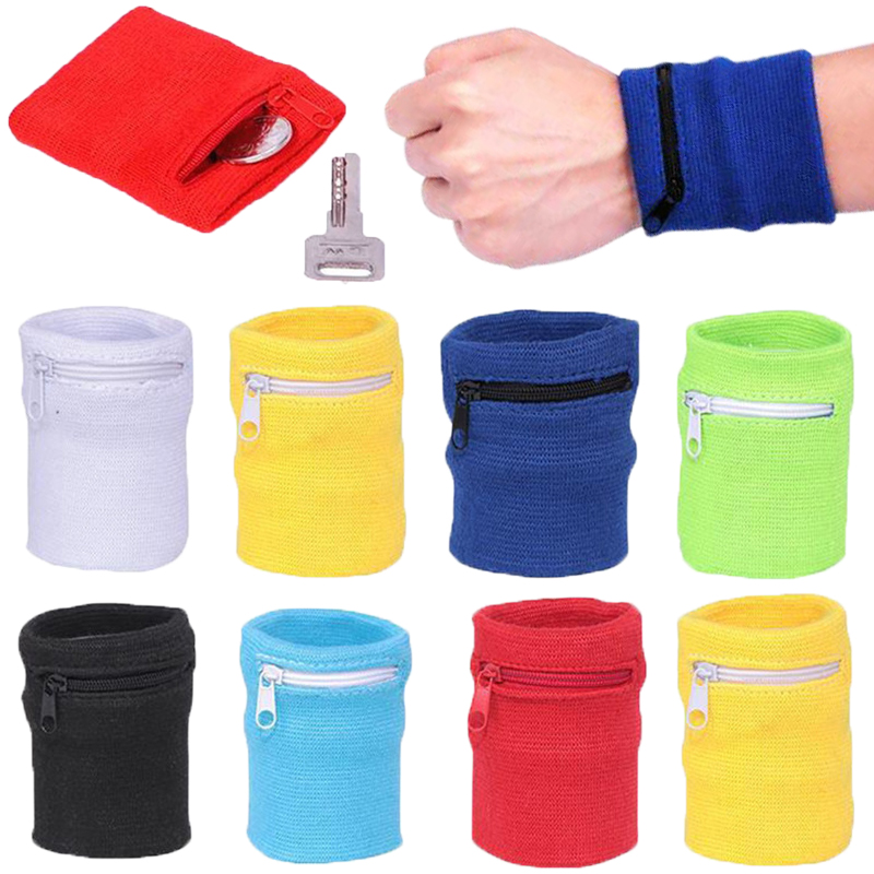 Sweat Band Wrist - สายรัดข้อมือสำหรับเล่นกีฬาพร้อมกระเป๋าซิป กระเป๋าคาดแขนสำหรับวิ่ง ใส่ MP3 ใส่บัตร ใส่ของ