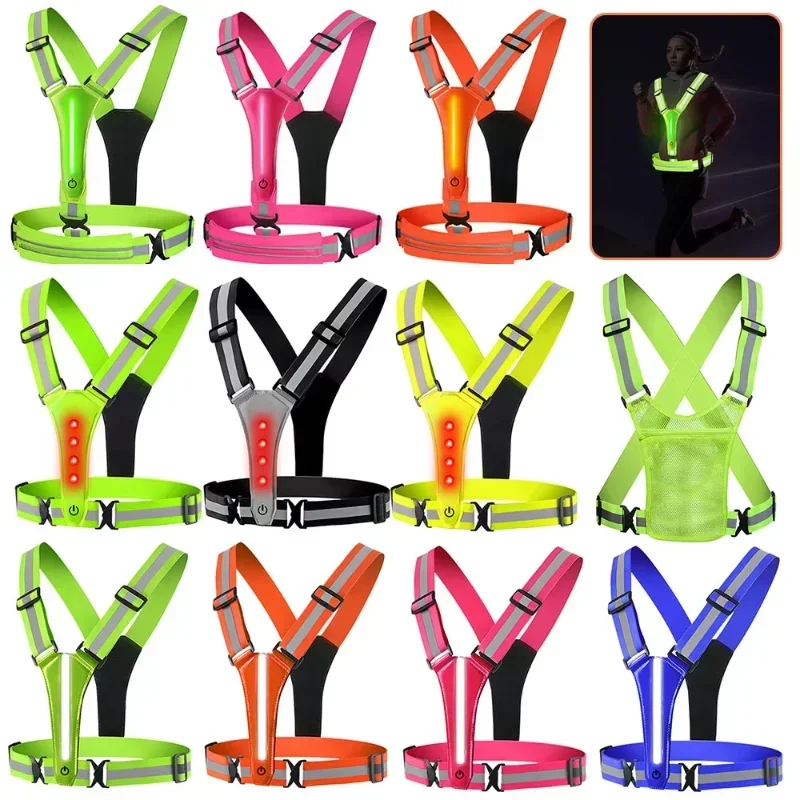 Running Gear Lights - เสื้อกั๊กสะท้อนแสง LED สำหรับวิ่ง, เสื้อกั๊กวิ่งแบบมีไฟชาร์จได้, อุปกรณ์วิ่งกลางคืนเพื่อความปลอดภัยสำหรับการเดิน วิ่ง