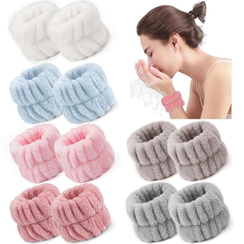 Sweat Band Wrist - 2PCS Reusable Spa นาฬิกาข้อมือ Washband ผ้าขนหนูไมโครไฟเบอร์นุ่มสายรัดข้อมือสําหรับล้างหน้าหญิงสาวโยคะวิ่งกีฬานาฬิกาข้อมือ