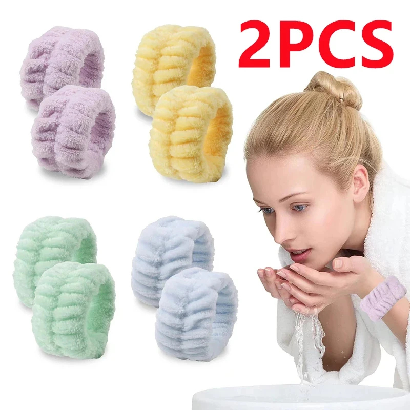 Sweat Band Wrist - 2/4/6PCS สายรัดข้อมือแบบใช้ซ้ำได้ ผ้าขนหนูเนื้อนุ่ม สำหรับล้างหน้า ผู้หญิง สาวๆ