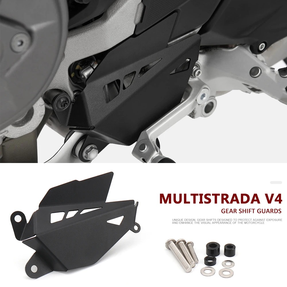 Running Gear News - อุปกรณ์ตกแต่งรถจักรยานยนต์ ตัวป้องกันคันเกียร์สีดำใหม่ สำหรับ Ducati Multistrada V4