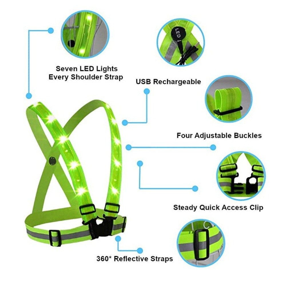 เสื้อกั๊กนิรภัย LED โพลีเอสเตอ - Running Gear Lights บทวิจารณ์และราคา